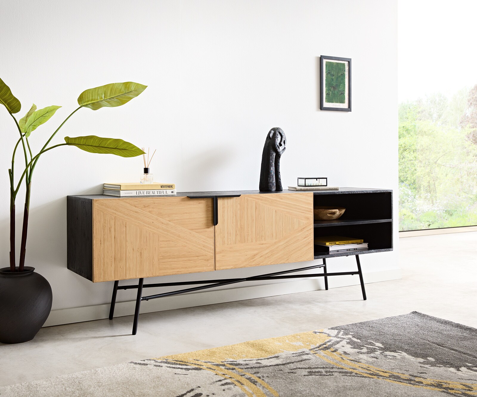 Buffet Mikkusu bambou naturel mangue noir
