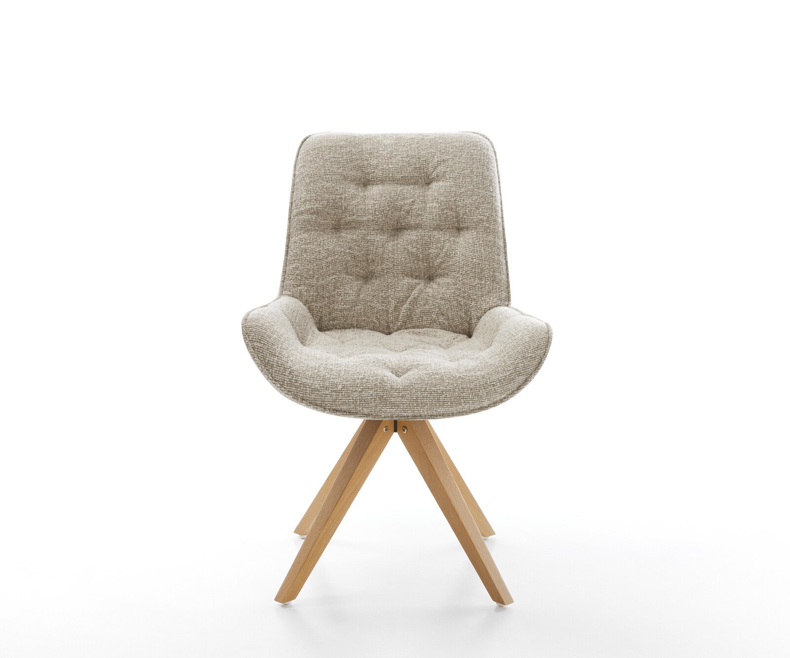 Chaise-pivotante Taimi-Flex tissu tissé doux beige pied en bois angulaire naturel pivotement sur 180° 2