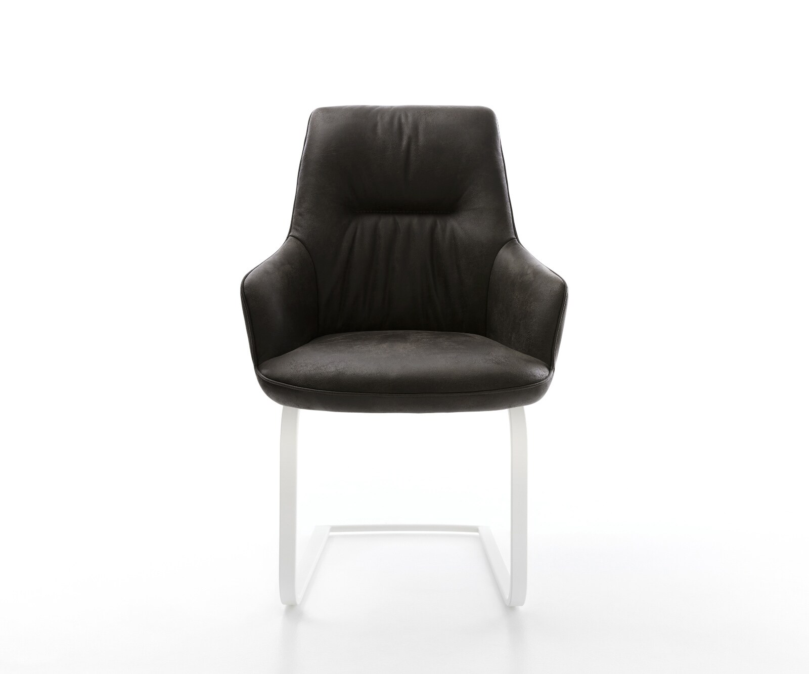 Cantilever Zelia-Flex avec accoudoirs microfibre antracite vintage pied cantilever plat blanc ressorts ensachés 2