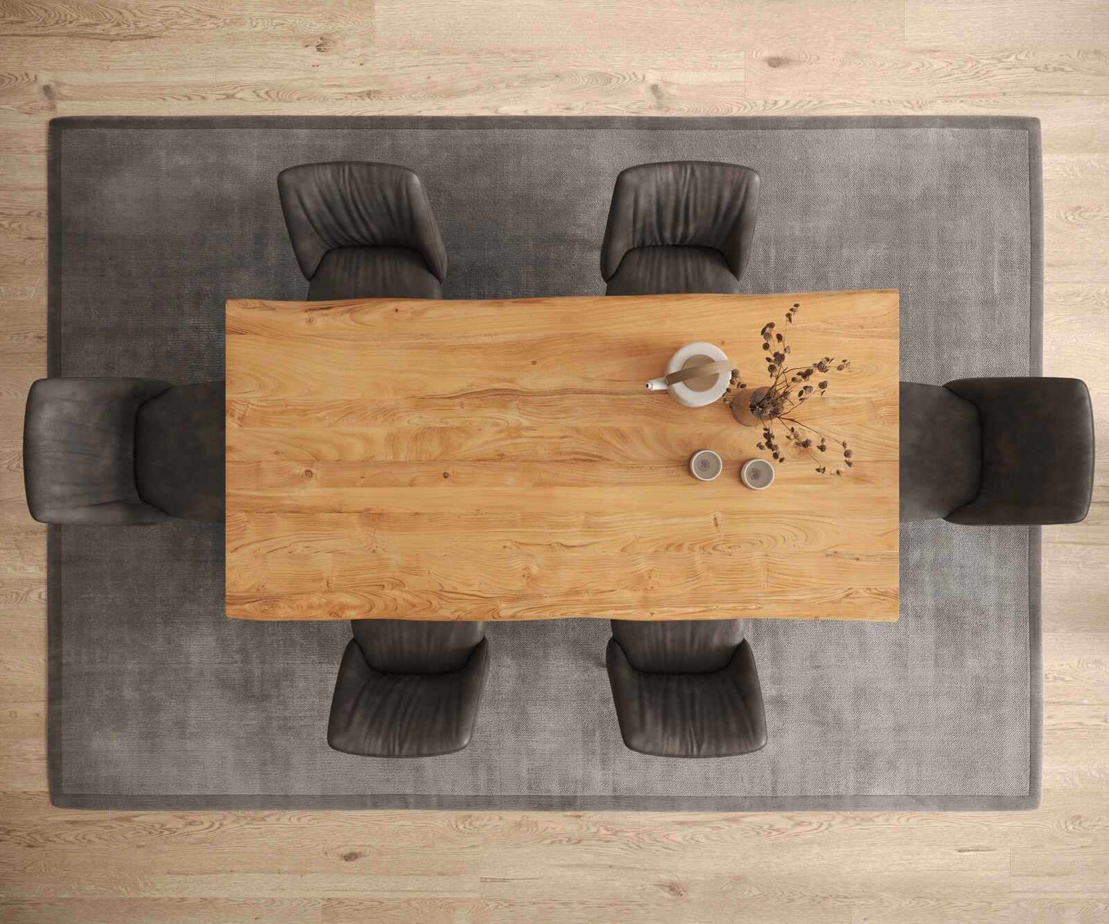 Table à manger Edge 200x100 acacia naturee Troa acier inoxydable brossé Live-Edge 5