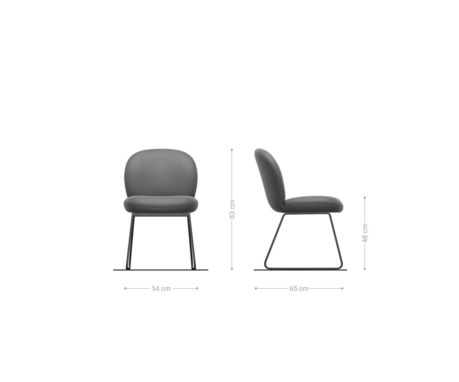 Chaise-de-salle-à-manger Nube-Flex bouclé gris argenté pied trapèze acier inoxydable brossé ressorts ensachés 6