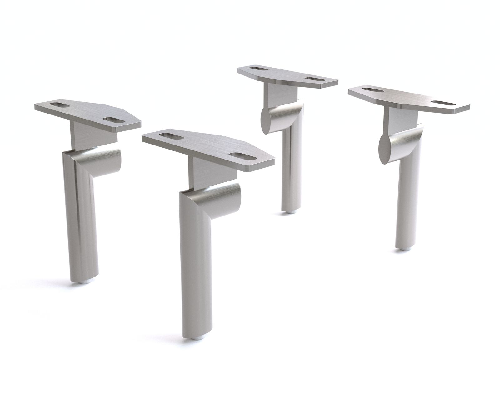 Pied-ovale 15 cm acier inoxydable brossé pour tous types de meubles (set de 4)