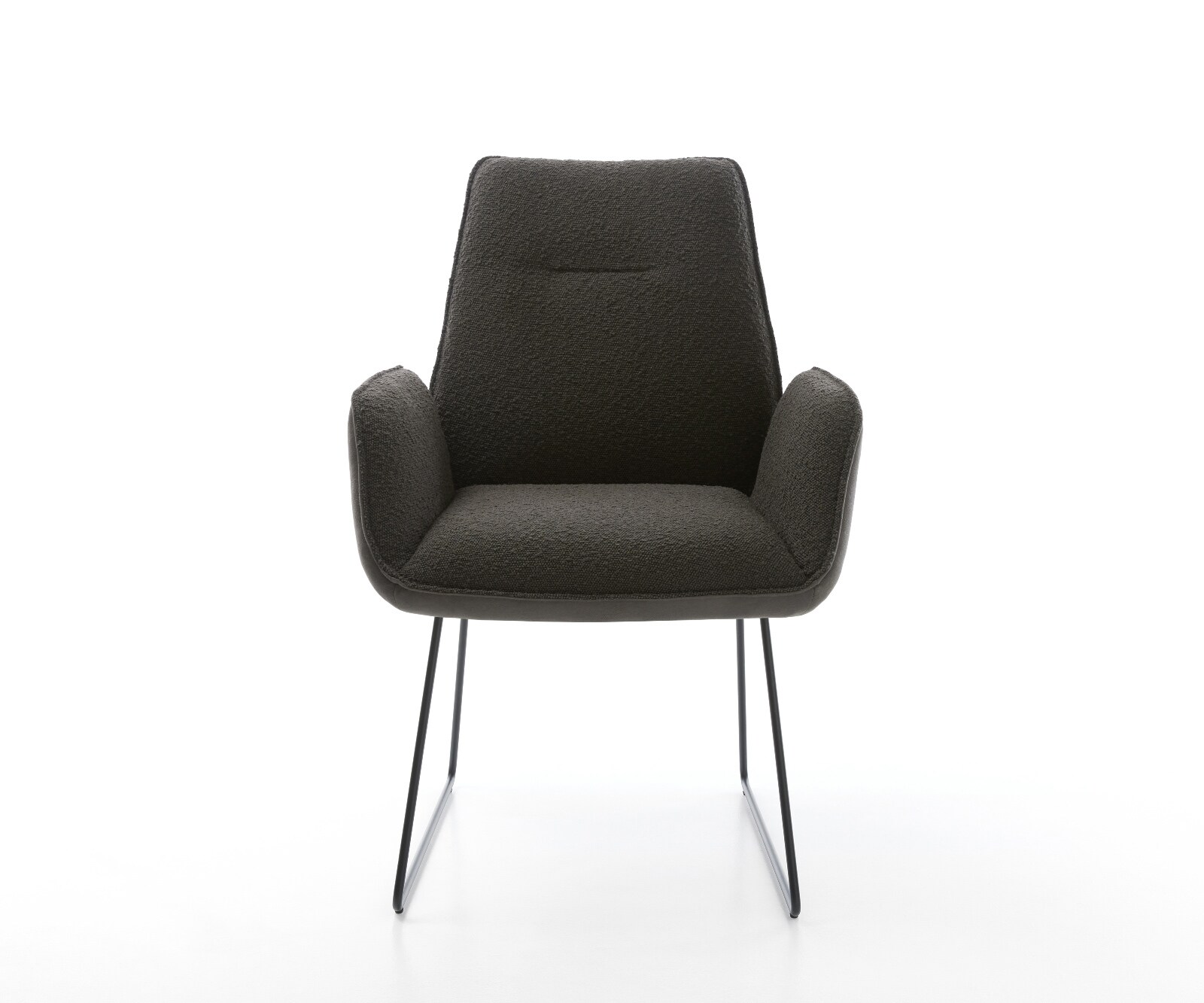 Chaise-de-salle-à-manger Zoa-Flex tissu mixte noir pied trapèze noir ressorts ensachés 2