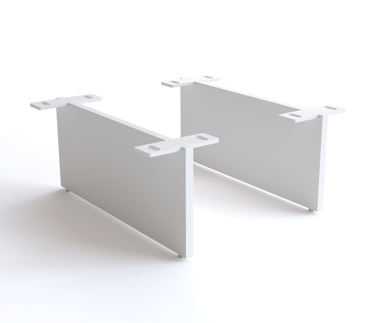 Pied effet suspendu en métal blanc 15 cm pour meubles de rangement d’une profondeur de 40 cm (lot de 2)