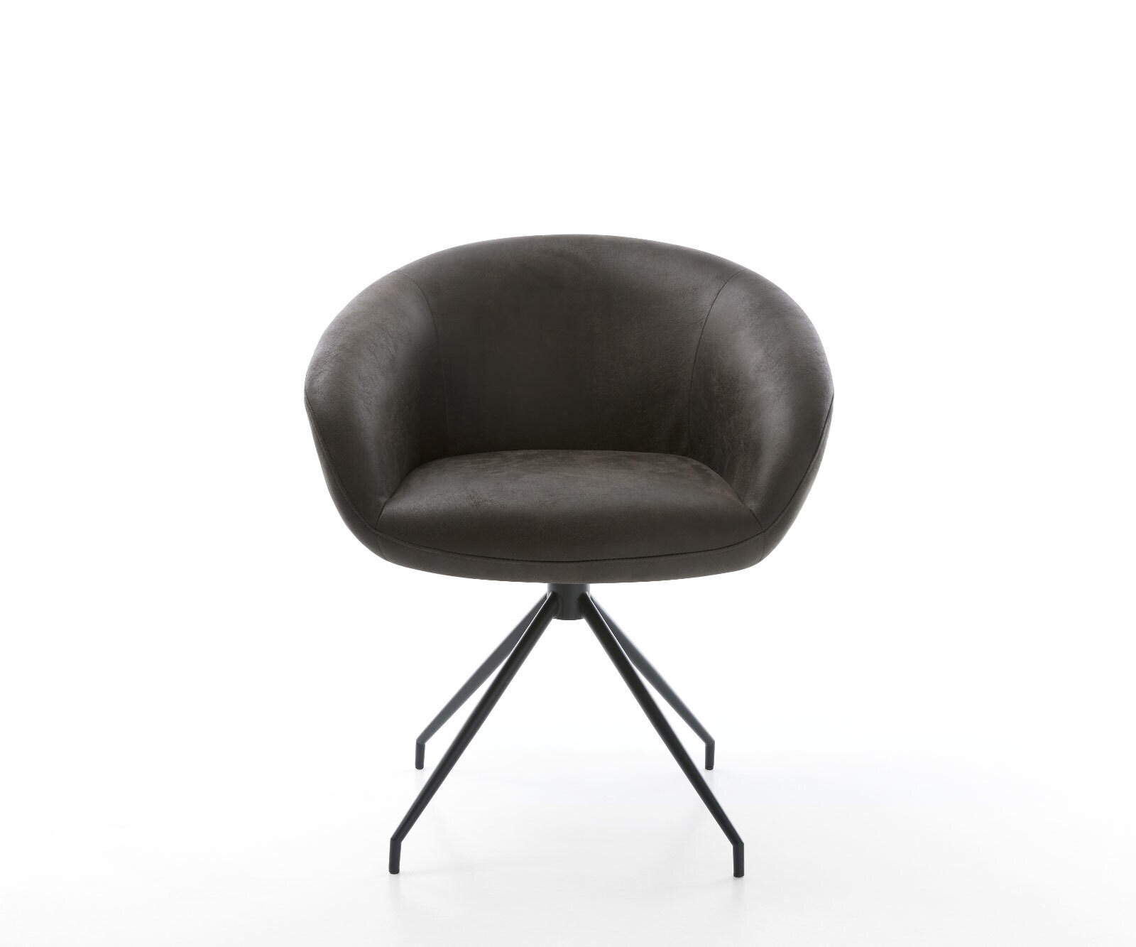 Chaise-pivotante Vinka-Flex avec accoudoirs microvelours anthracite vintage pied croisé conique noir pivotement sur 180° ressorts ensachés 2