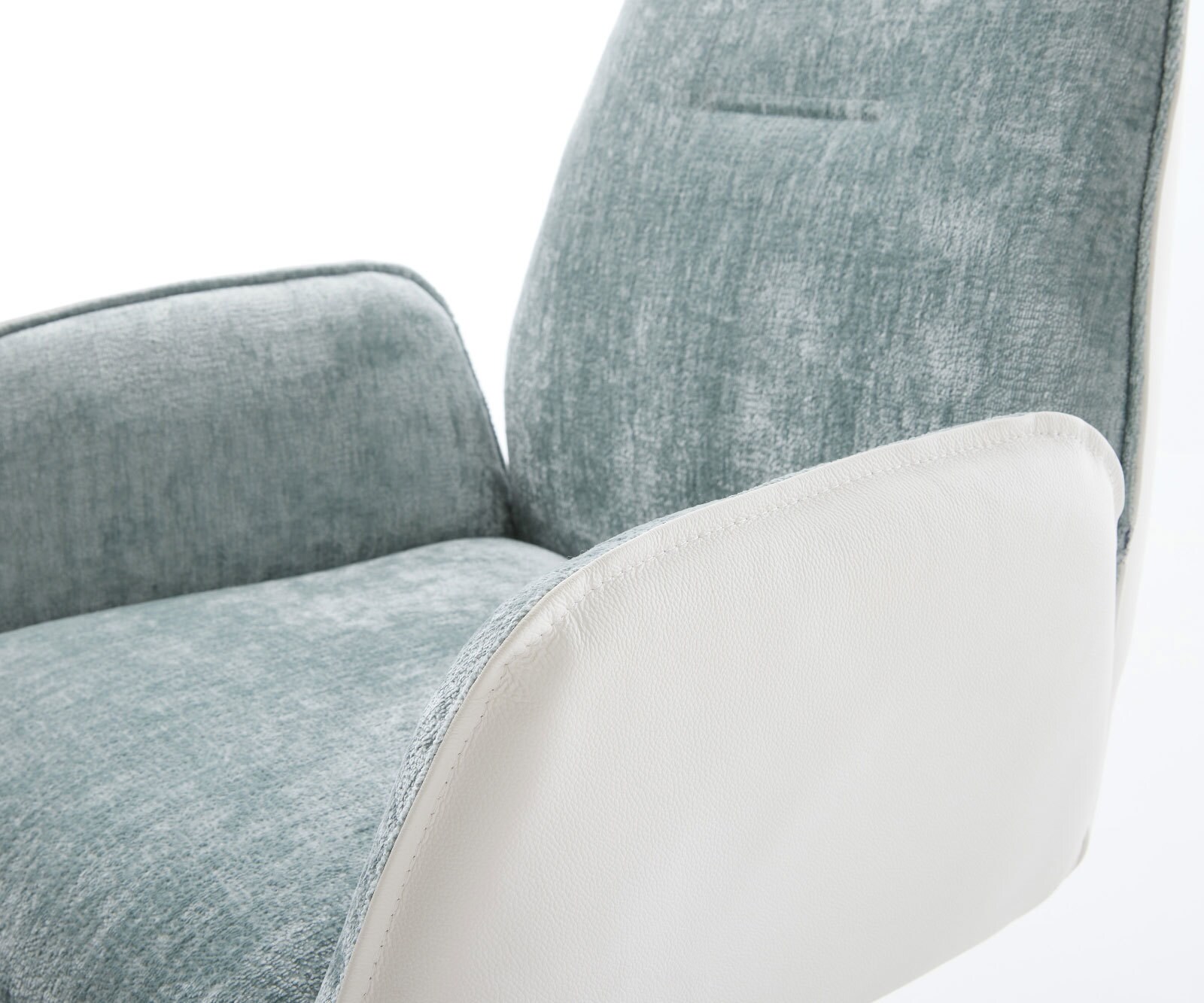 Cantilever Zoa-Flex tissu mixte cuir de vache blanc-bleu pastel pied cantilever plat blanc ressorts ensachés 3