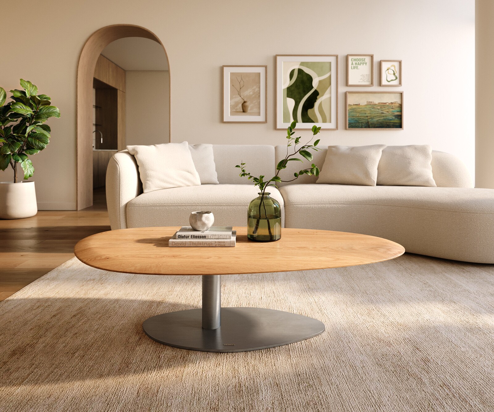 Table basse Edge bois massif ovale 1