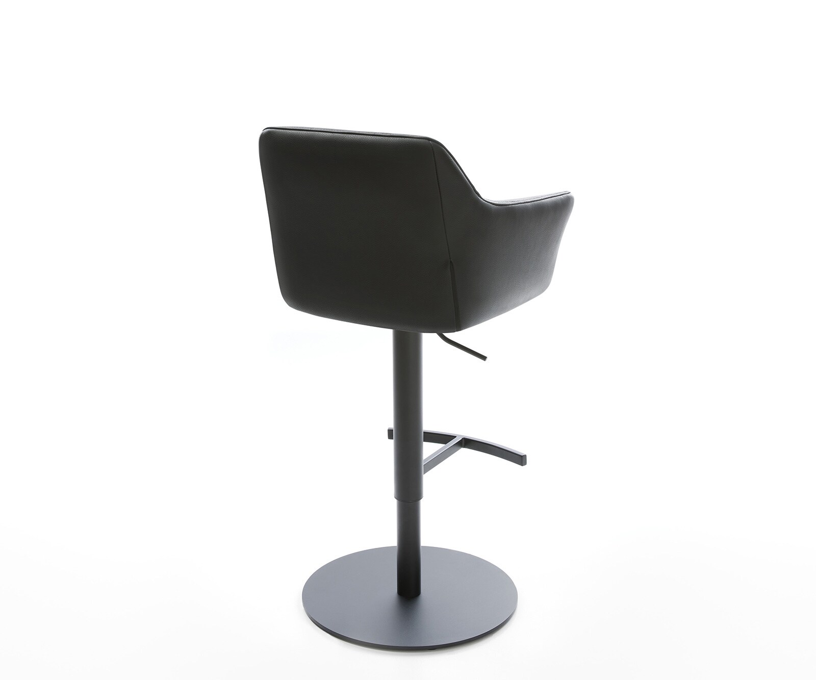 Chaise-de-bar Yulo-Flex cuir véritable noir pied pivotant réglable en hauteur métal 5