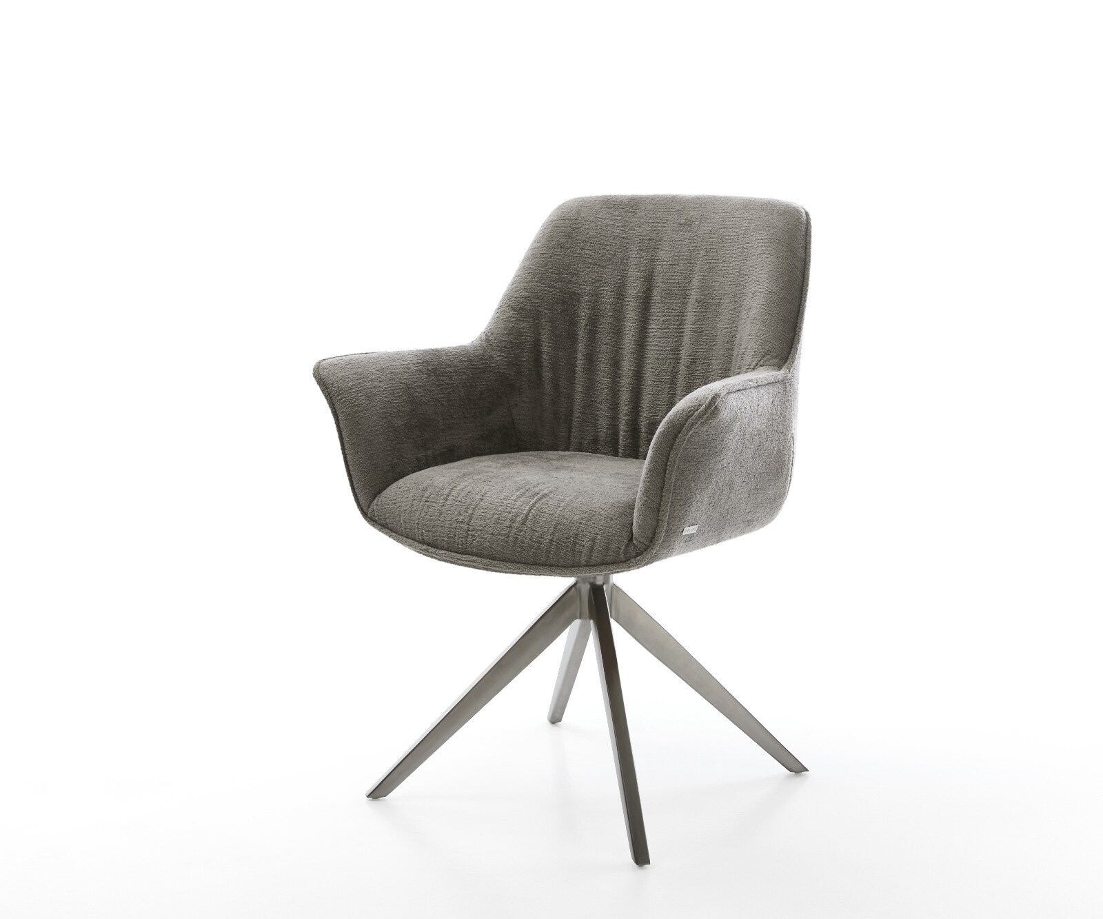 Chaise-pivotante Keila-Flex avec accoudoirs bouclé doux couleur boue pied croisé large grafiete pivotement sur 360° fonction bascule 1