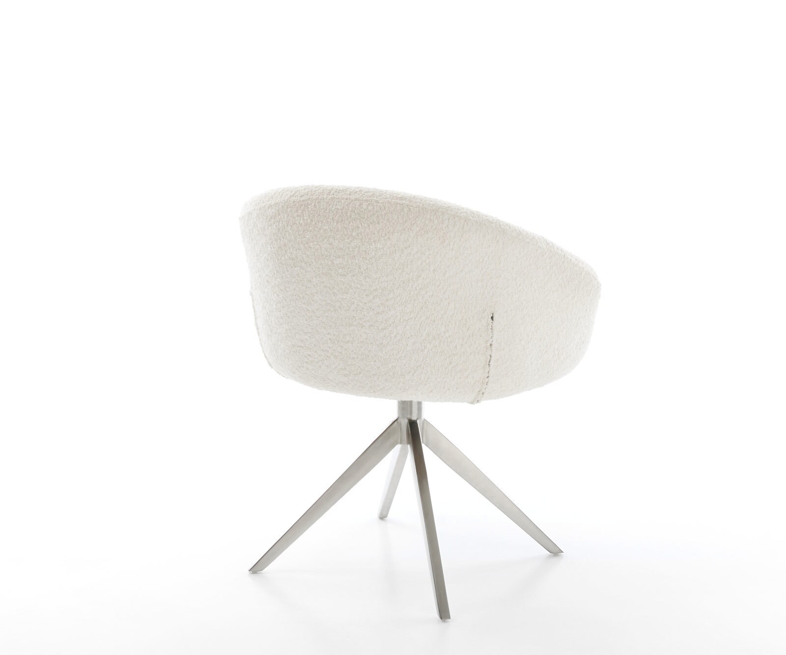 Chaise-pivotante Vinka-Flex bouclé blanc pied croisé large acier inoxydable brossé pivotement sur 360° fonction bascule ressorts ensachés 4
