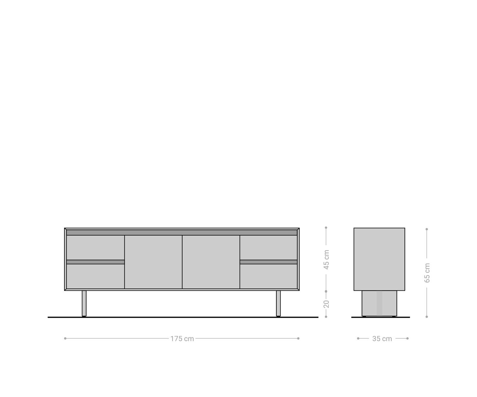 Meuble-TV Elandor 175 cm acacia naturel 2 portes 4 tiroirs pied en bois 8