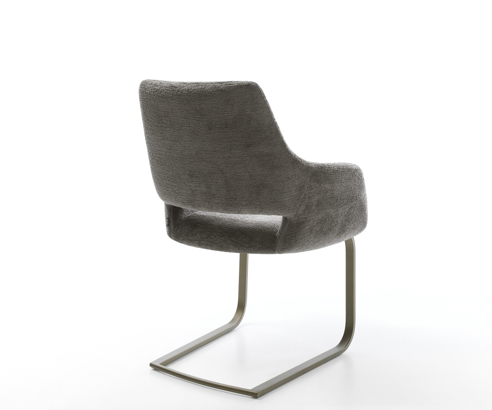 Cantilever Yago-Flex avec accoudoirs bouclé doux couleur boue pied cantilever plat aspect titane resorts ensachés 5