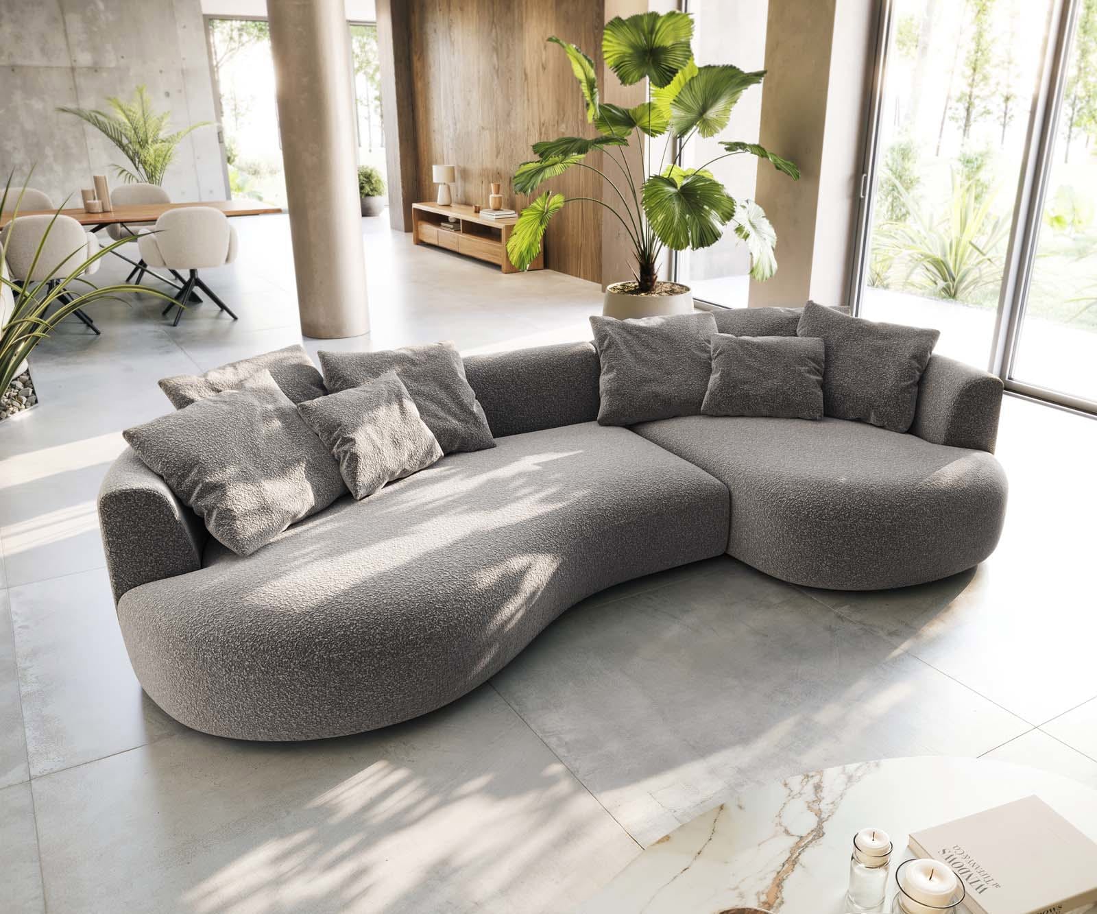 Canapé Edina 330x170 cm Bouclé gris argenté 3 Canapé Edina 330x170 cm Bouclé gris argenté 3