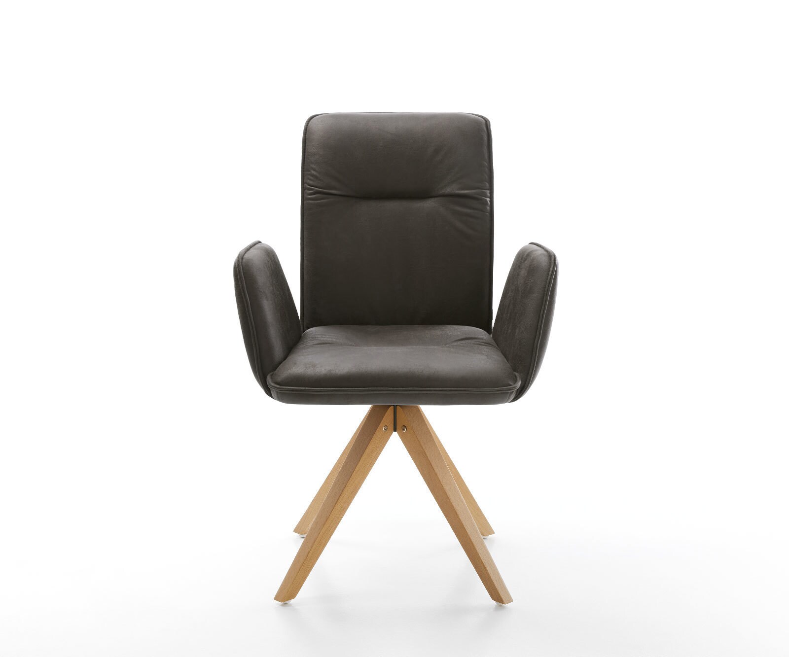 Chaise-de-salle-à-manger Vinja-Flex microvelours anthracite vintage pied en bois angulaire naturel 1