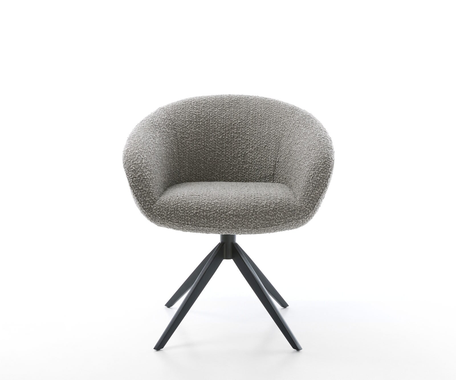 Chaise-pivotante Vinka-Flex bouclé gris argenté pied croisé large noir pivotement sur 360° fonction bascule ressorts ensachés 2