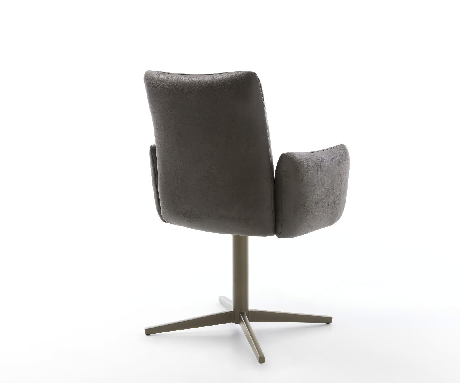 Chaise-pivotante Jova-Flex avec accoudoirs microvelours anthracite vintage pied de chaise 4 branches aspect titane pivotement sur 360° ressorts ensachés 4