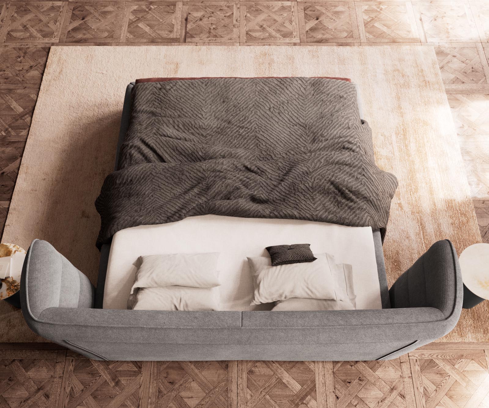 Sommier rembourré Simea 180x200 cm microfibre grise 6 Sommier rembourré Simea 180x200 cm microfibre grise 6