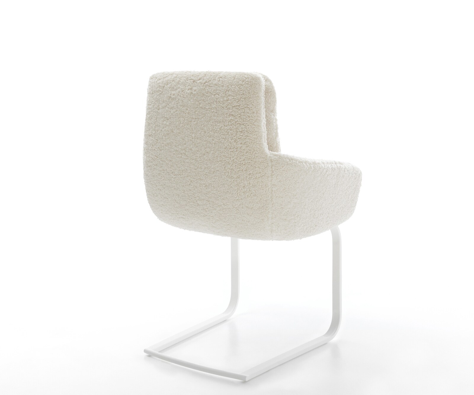 Cantilever Abelia-Flex avec accoudoirs tissu teddy beige pied cantilever plat blanc 5
