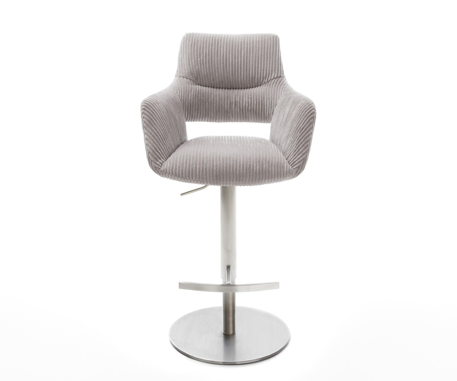 Chaise-de-bar Yago-Flex Cordon gris argenté Pied pivotant réglable en hauteur Acier inoxydable pivotant Ressorts ensachés 4