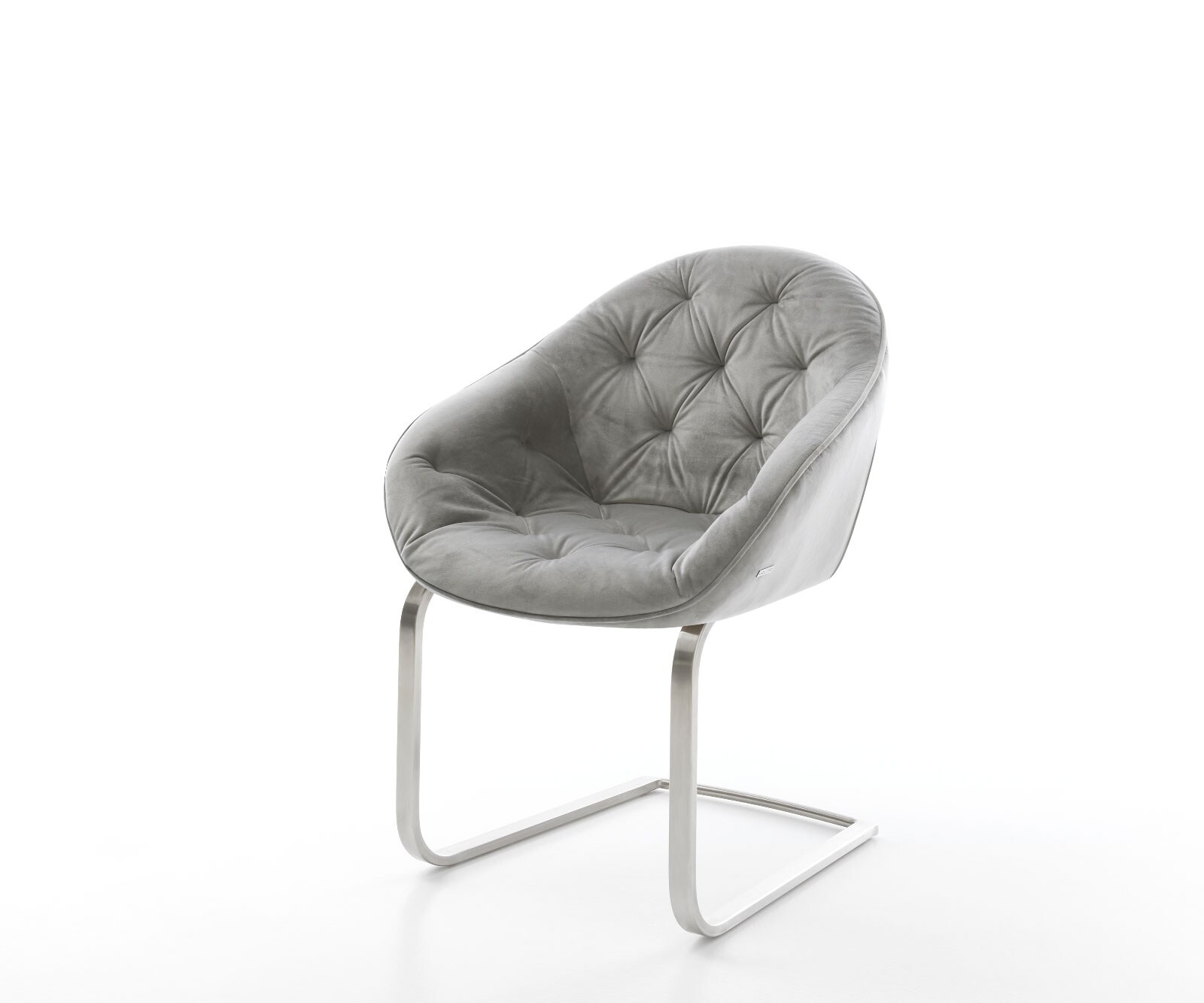 Cantilever Gaio-Flex velours gris pied cantilever plat acier inoxydable brossé