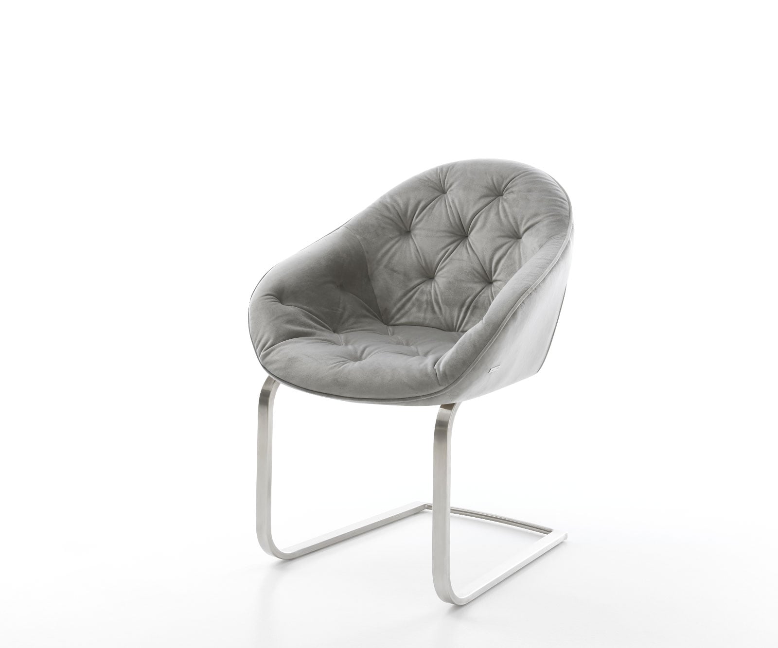 Cantilever Gaio-Flex velours gris pied cantilever plat acier inoxydable brossé Cantilever Gaio-Flex velours gris pied cantilever plat acier inoxydable brossé