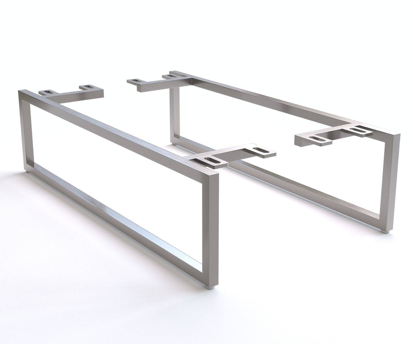Pied-Patin mince 15 cm inoxydable brossé pour meubles à caisson de profondeur 60 cm (lot de 2)