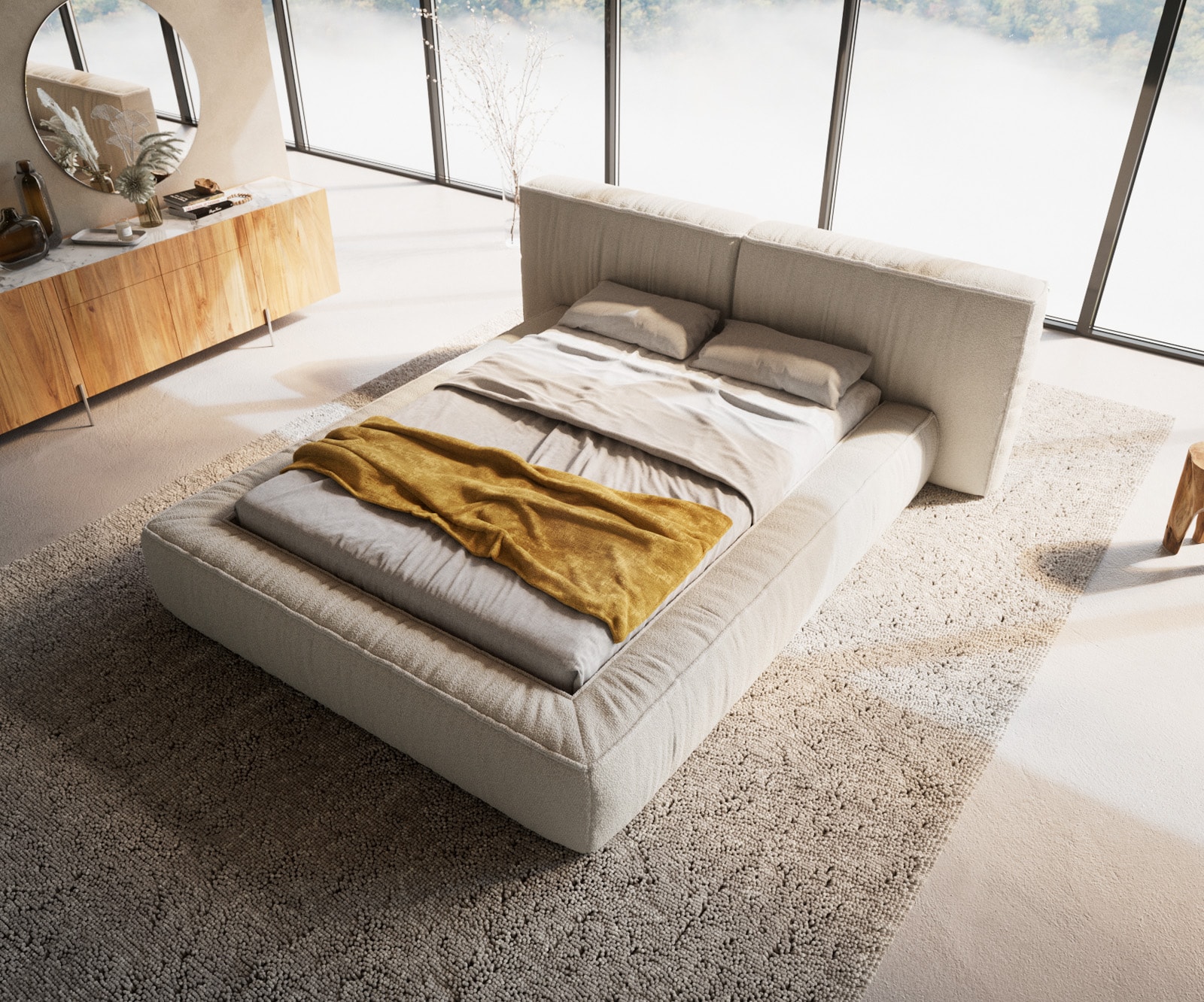 Sommier-rembourré Coperti 140x200 cm Bouclé blanc crème 1 Sommier-rembourré Coperti 140x200 cm Bouclé blanc crème 1