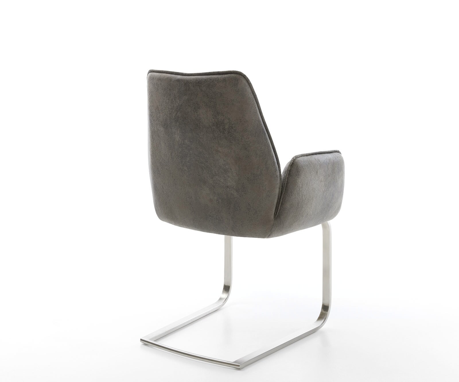 Cantilever Zoa-Flex microvelours gris antique pied cantilever plat acier inoxydable brossé ressorts ensachés 4