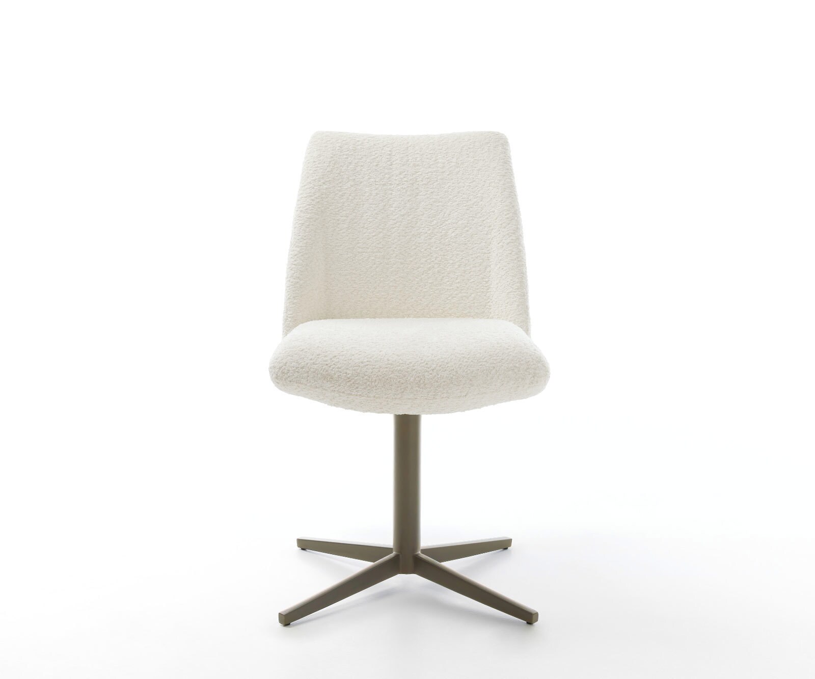 Chaise-pivotante Elso-Flex bouclé blanc pied de chaise 4 branches aspect titane pivotement sur 360° ressorts ensachés 2