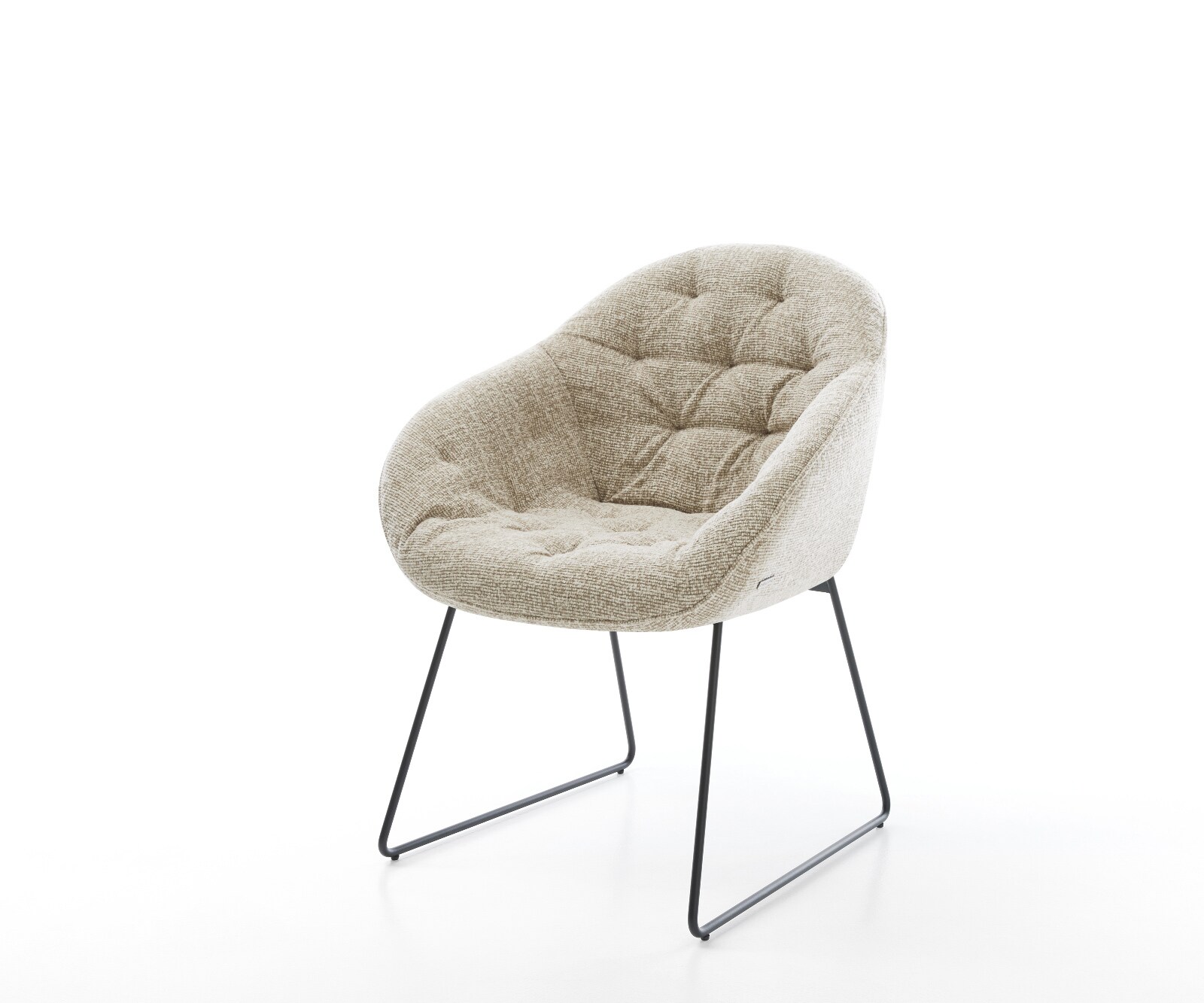 Chaise-de-salle-à-manger Gaio-Flex tissu tissé doux beige pied trapèze noir 1