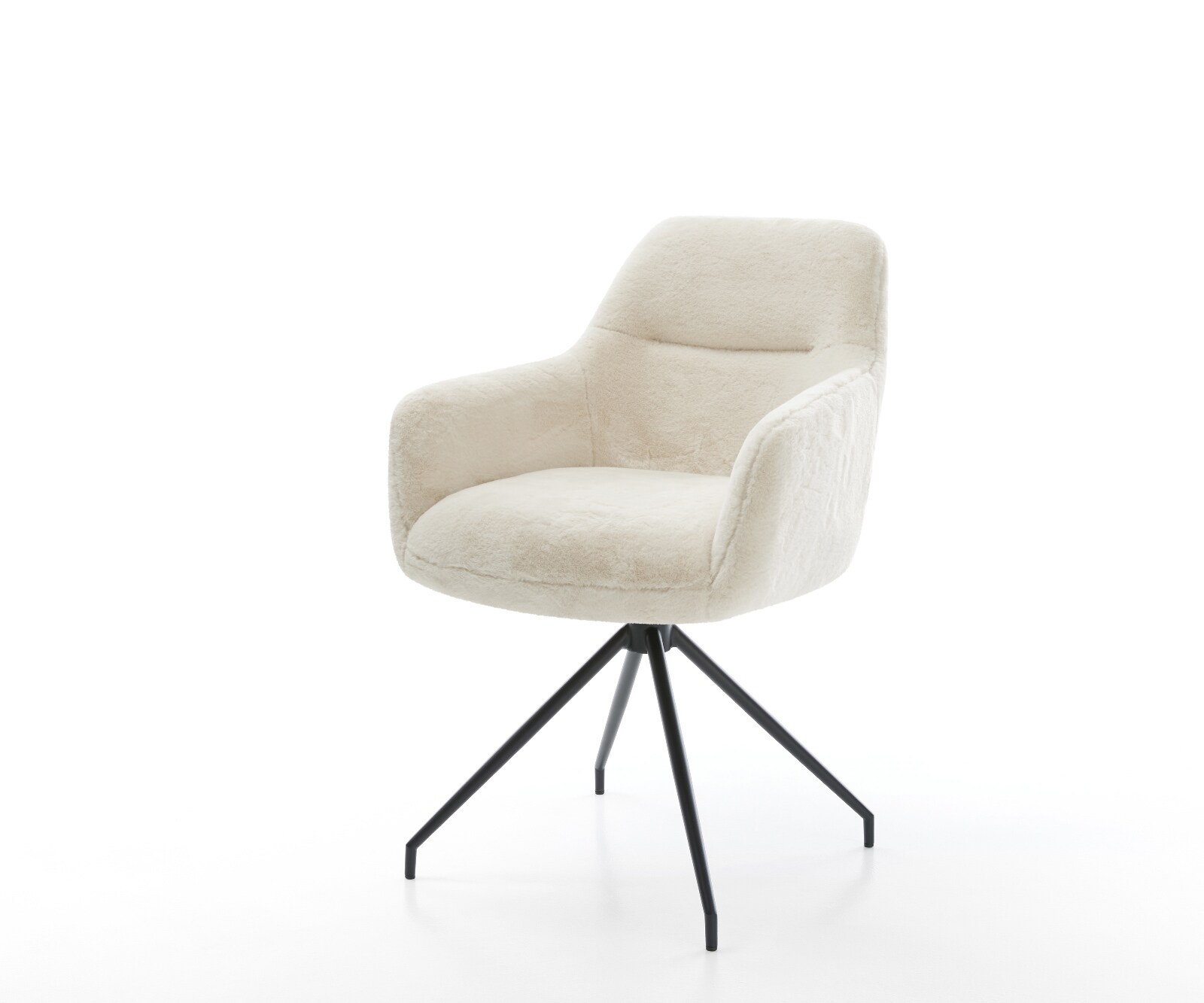 Chaise-de-salle-à-manger Pejo-Flex peluche crème-blanc pied croisé conique noir resorts ensachés 1