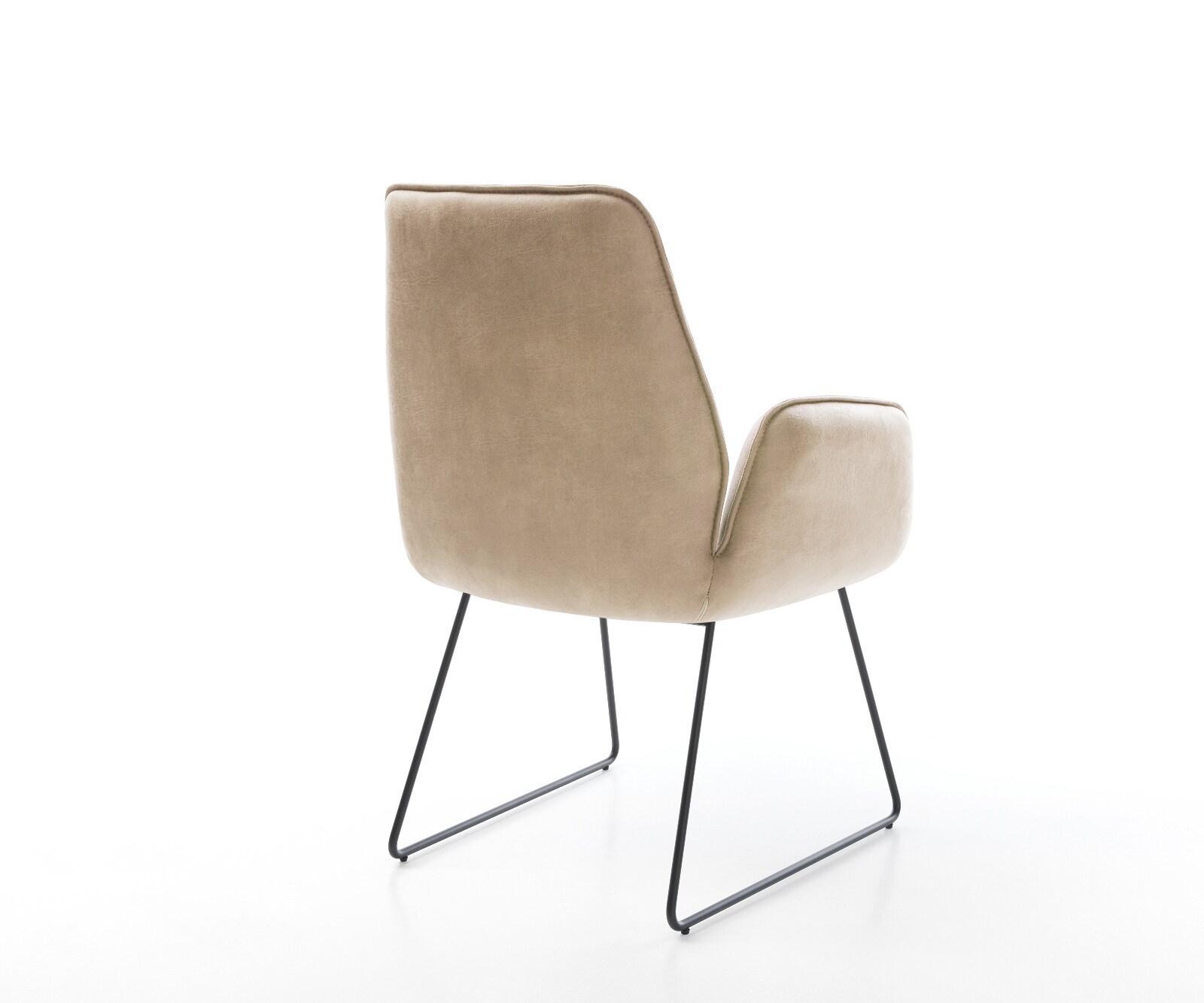 Chaise-de-salle-à-manger Zoa-Flex microvelours beige vintage pied trapèze noir ressorts ensachés 4