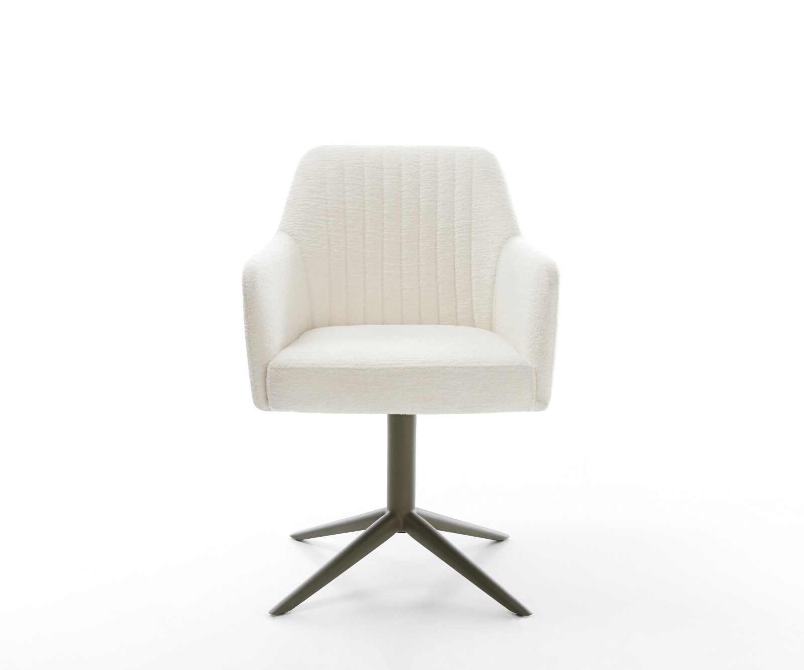 Chaise-pivotante Greg-Flex bouclé doux beige pied de chaise 4 branches aspect titane pivotement sur 360° fonction bascule resorts ensachés 2