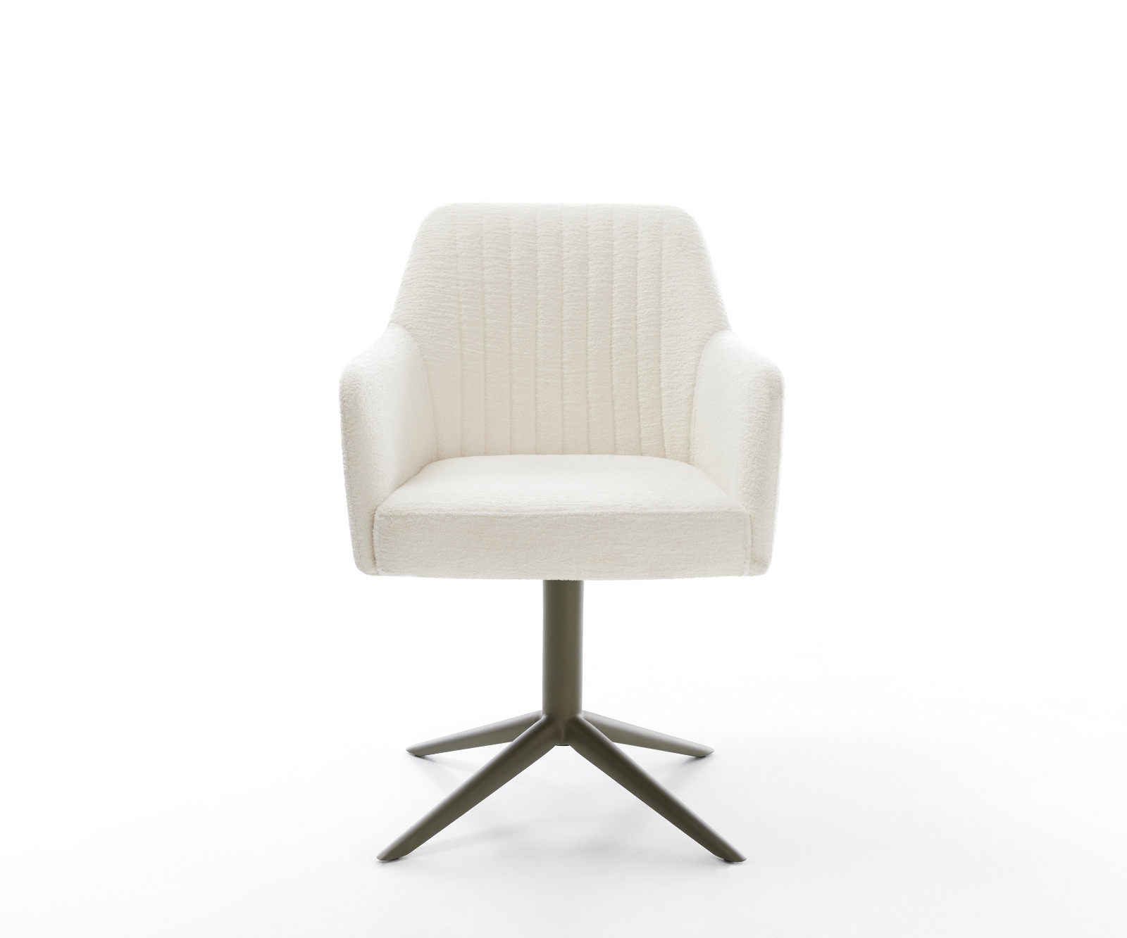 Chaise-pivotante Greg-Flex bouclé doux beige pied de chaise 4 branches aspect titane pivotement sur 360° fonction bascule resorts ensachés 2