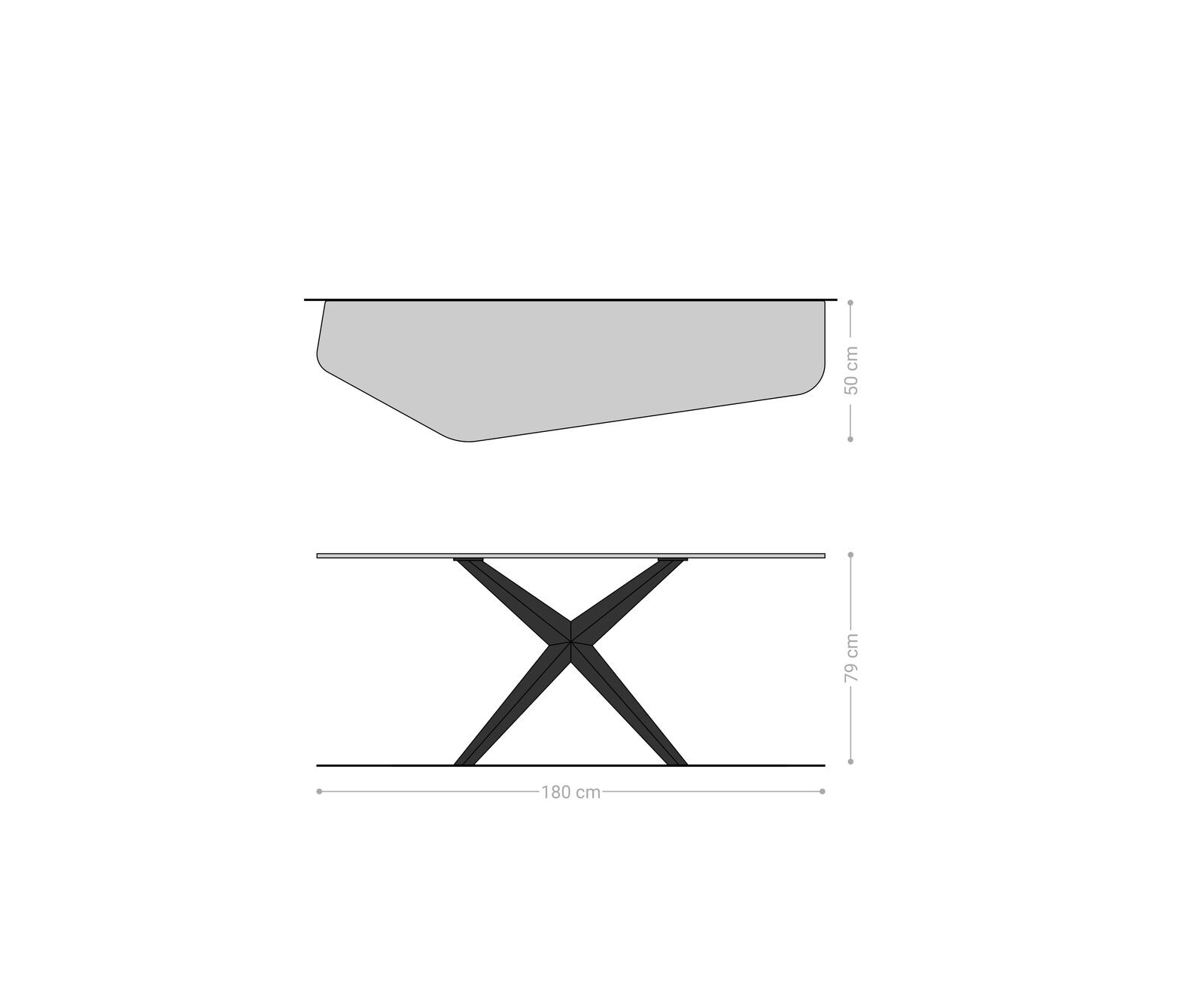 Console Edge Polygonal 180x50 cm Céramique Laminam® Travertino Bianco Creme-Weiß Zentharo Métal Effektfinish Titan 8