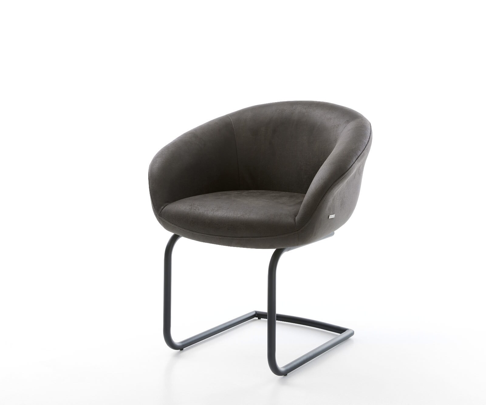 Cantilever Vinka-Flex avec accoudoirs microvelours anthracite vintage pied cantilever rond noir ressorts ensachés