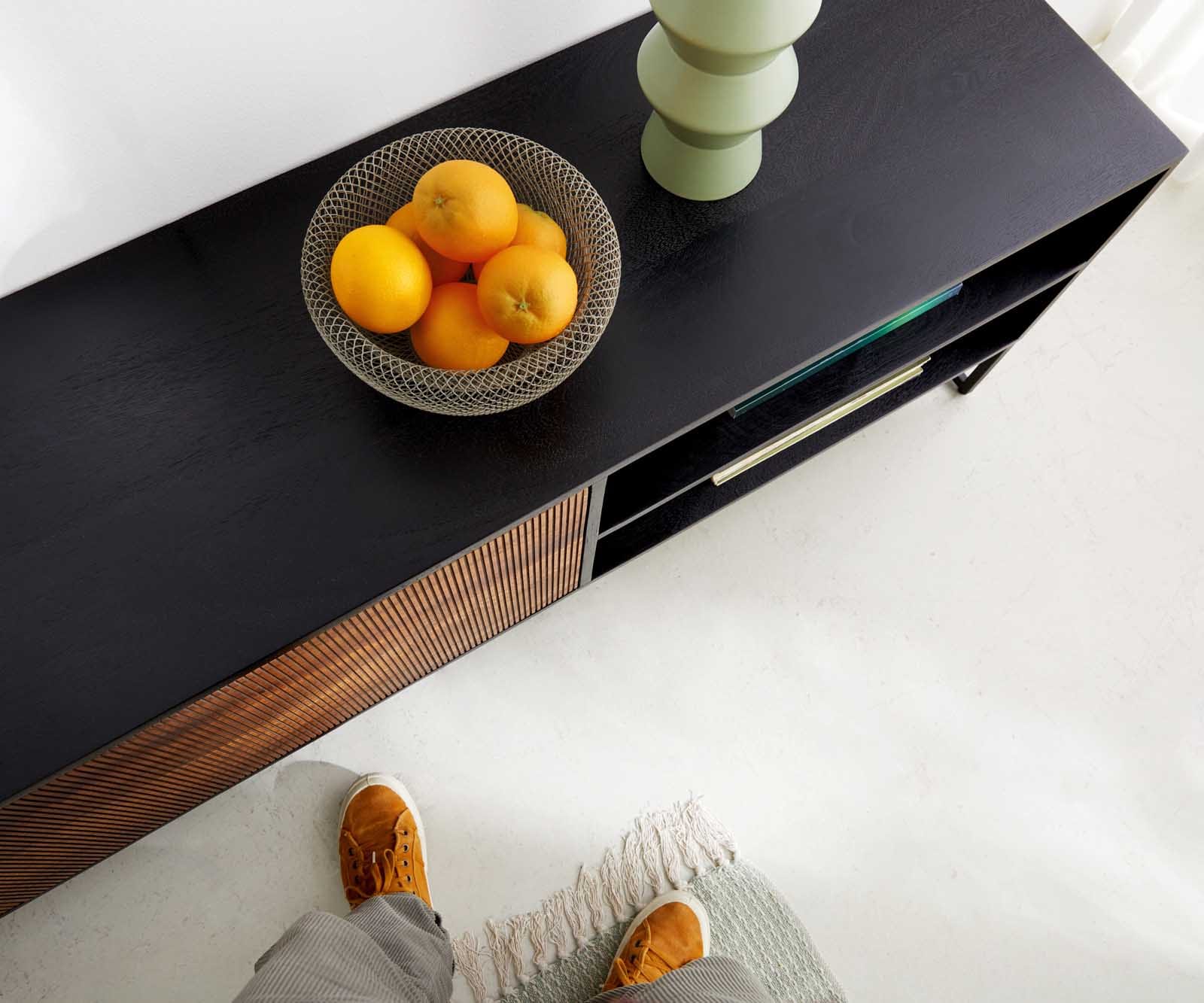 Meuble-TV Vaag 200 cm Sheesham naturel mangue noir 2 portes 2 compartiments 5 Meuble-TV Vaag 200 cm Sheesham naturel mangue noir 2 portes 2 compartiments 5