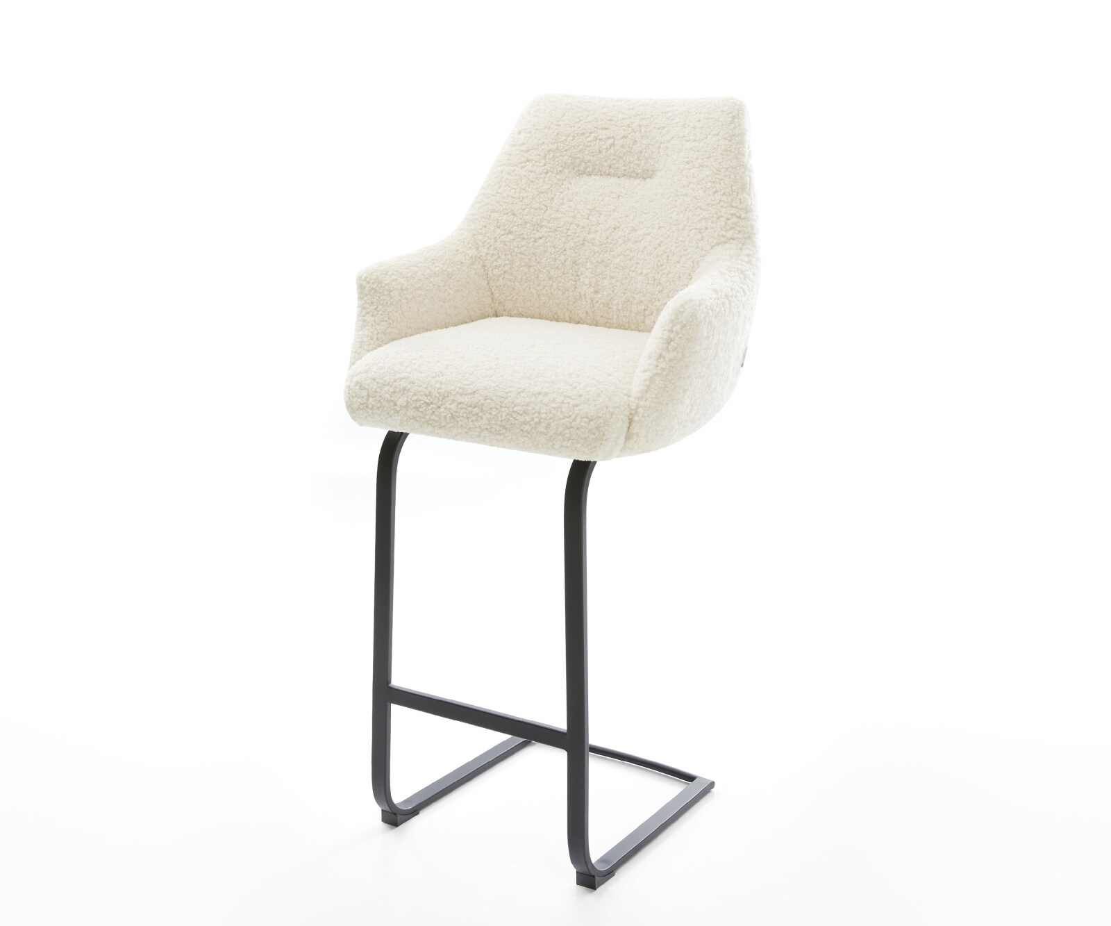 Chaise-de-bar Alja-Flex Tissu teddy Beige Pied cantilever plat noir Noir Ressort ensaché 1