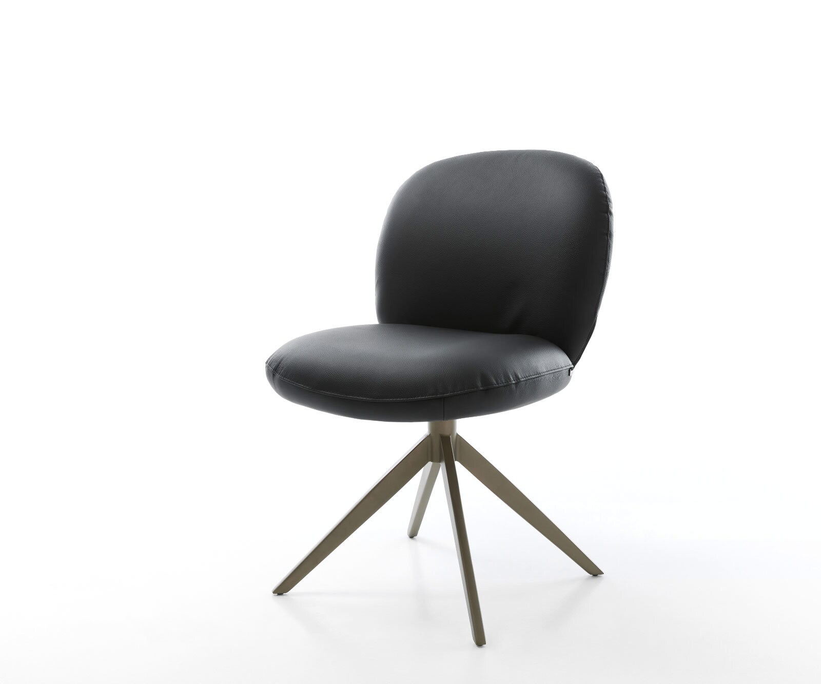 Chaise-pivotante Nube-Flex cuir de vache noir pied croisé large aspect titane pivotement sur 360° fonction bascule ressorts ensachés 1