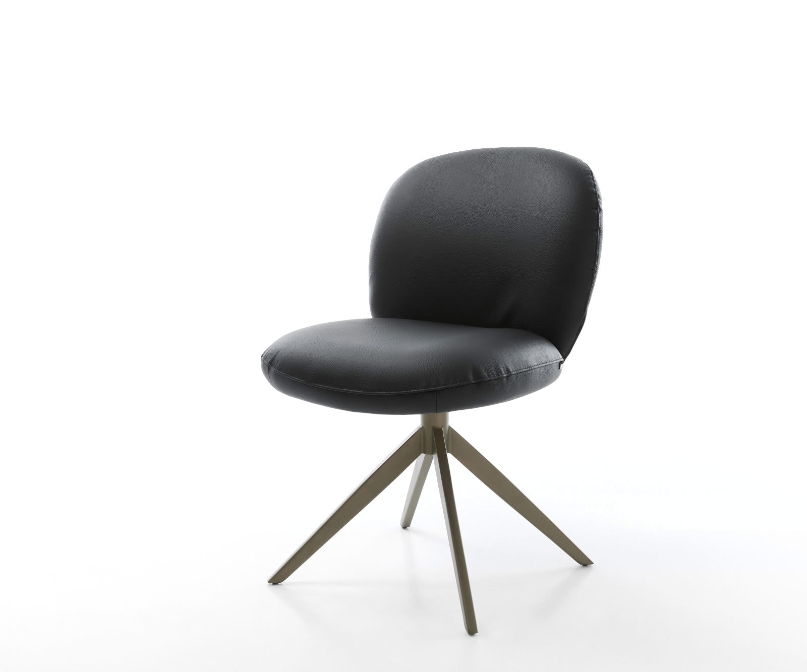 Chaise-pivotante Nube-Flex cuir de vache noir pied croisé large aspect titane pivotement sur 360° fonction bascule ressorts ensachés Chaise-pivotante Nube-Flex cuir de vache noir pied croisé large aspect titane pivotement sur 360° fonction bascule ressorts ensachés