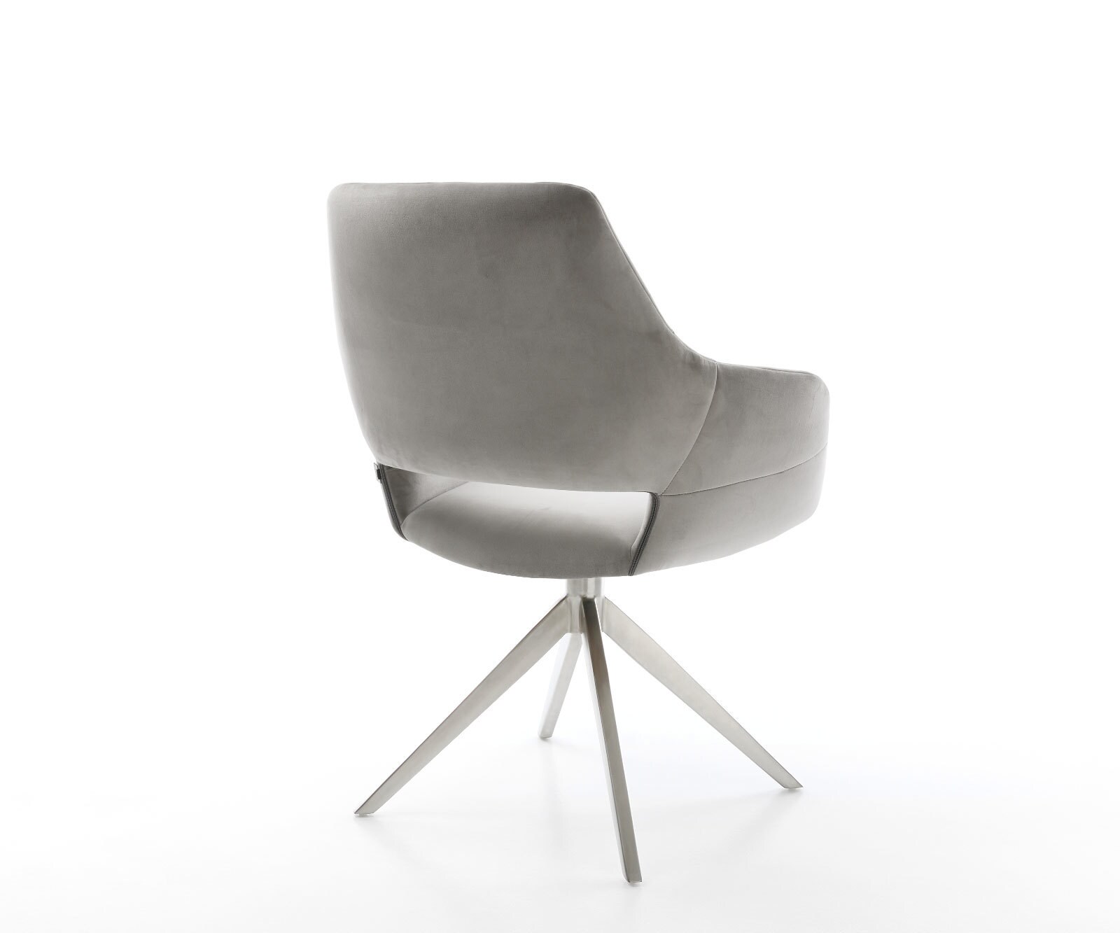 Chaise-pivotante Yago-Flex velours gris pied croisé large acier inoxydable brossé pivotement sur 360° fonction bascule ressorts ensachés 5