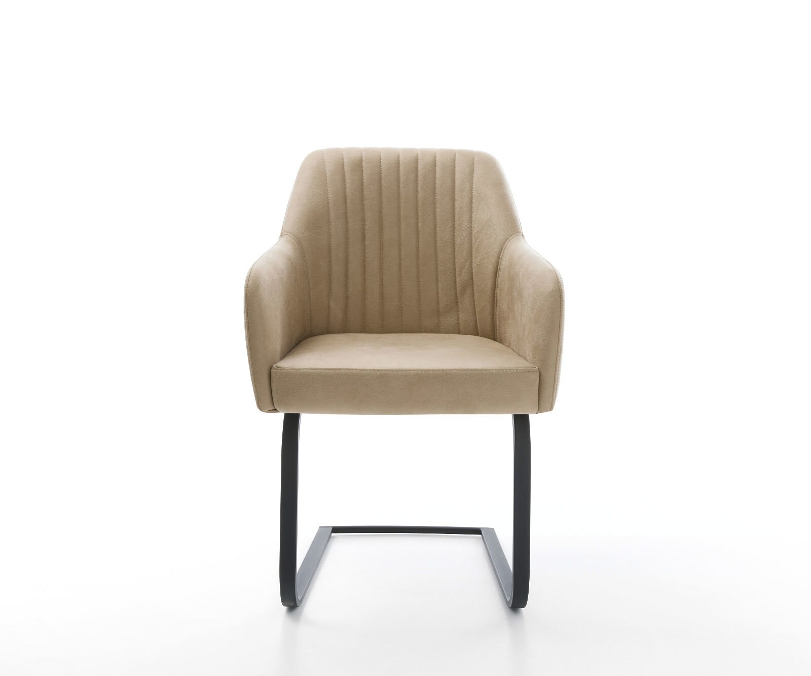 Cantilever Greg-Flex microvelours beige vintage pied cantilever plat noir ressorts ensachés 1