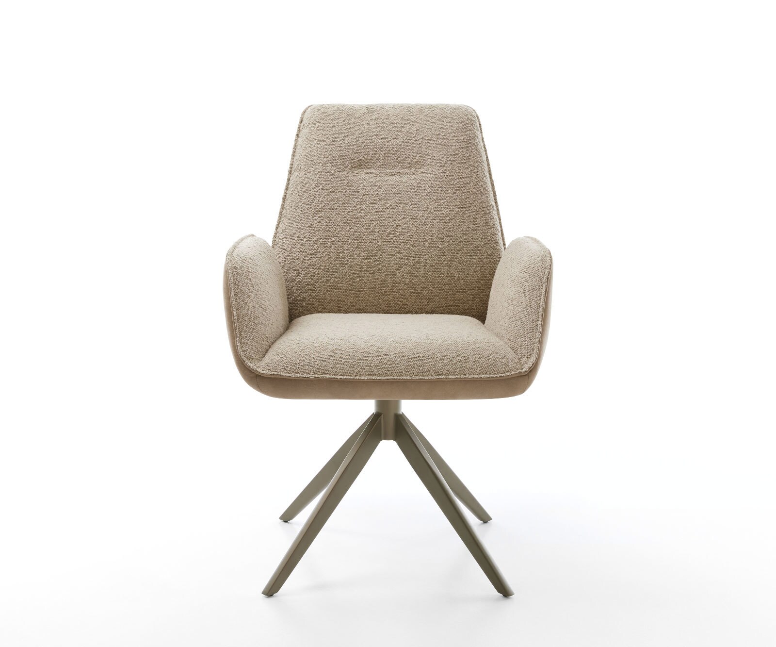 Chaise-pivotante Zoa-Flex tissu mixte couleur boue pied croisé large aspect titane pivotement sur 360° fonction bascule ressorts ensachés 1