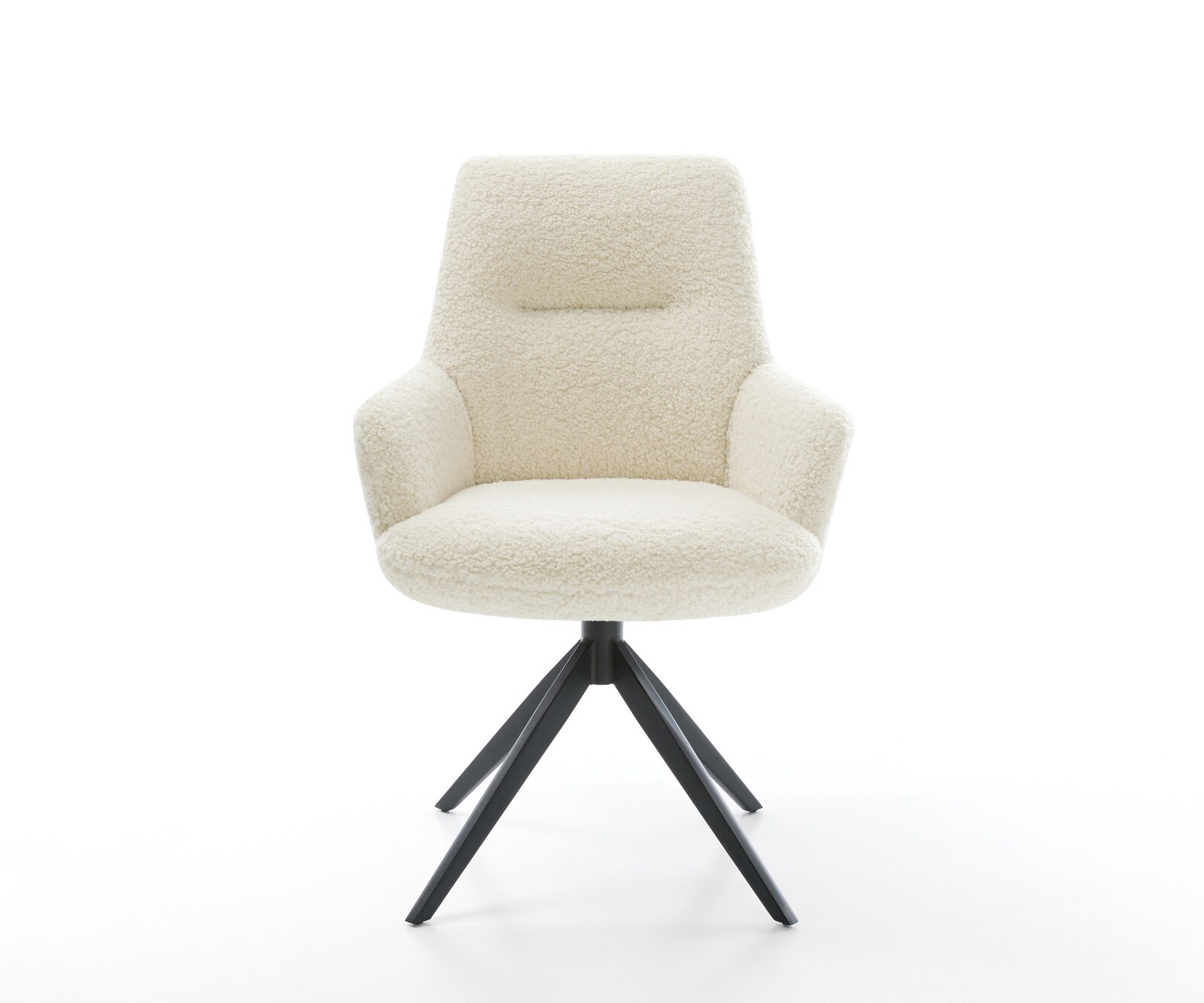 Chaise-pivotante Zelia-Flex avec accoudoirs tissu teddy beige pied croisé large noir pivotement sur 360° fonction bascule resorts ensachés 2