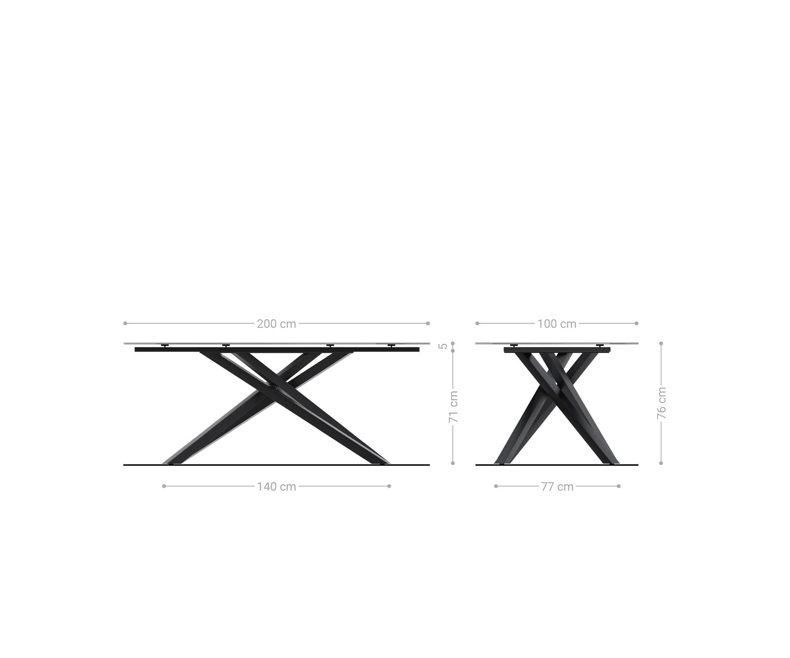 Table-à-manger Edge forme Boot 200x100cm Laminam® céramique blanc pieds milieu croisé argent 6 Table-à-manger Edge forme Boot 200x100cm Laminam® céramique blanc pieds milieu croisé argent 6