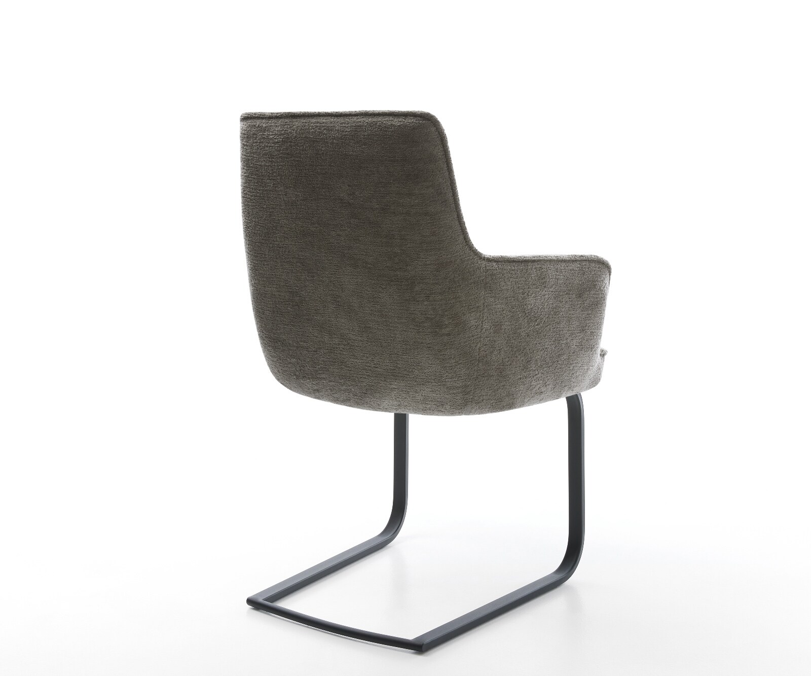 Cantilever Heira-Flex avec accoudoirs bouclé doux couleur boue pied cantilever plat noir resorts ensachés 5