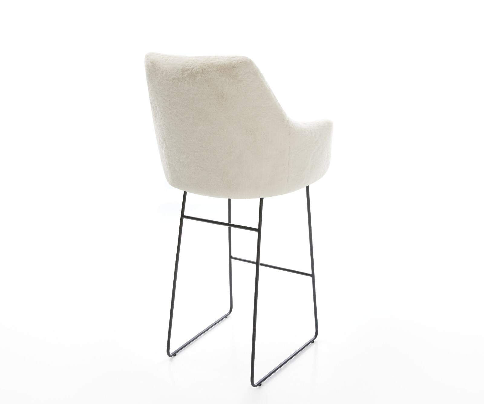 Chaise-de-bar Alja-Flex Peluche Crème-blanc Pied trapèze noir Noir Ressort ensaché 5