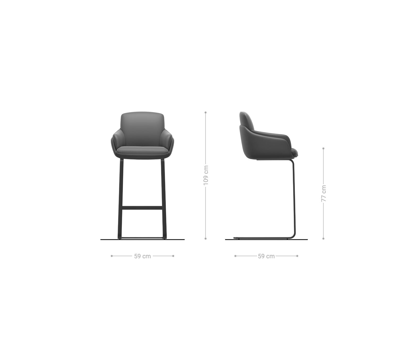 Chaise-de-bar Luan-Flex mélange de matériaux boue Piétement luge plat acier inoxydable ressorts ensachés 6