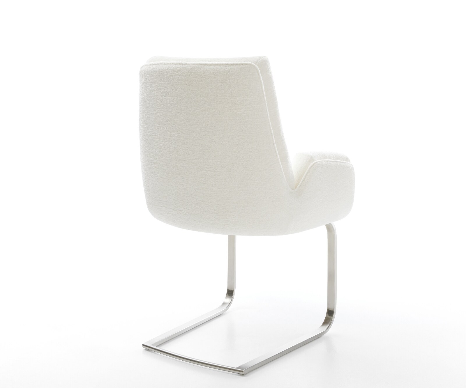 Cantilever Clea-Flex bouclé doux beige pied cantilever plat acier inoxydable 5