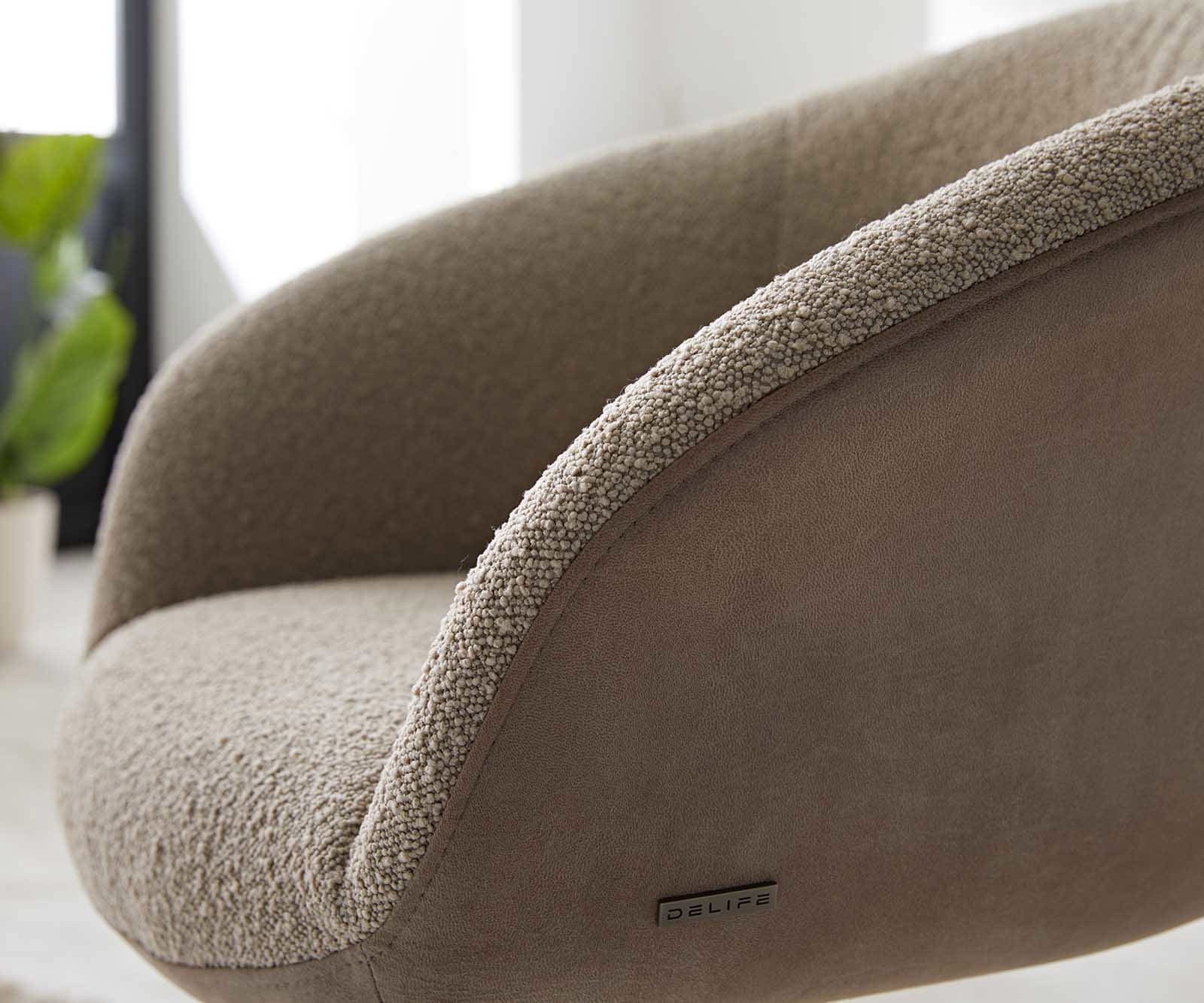 Chaise-de-salle-à-manger Vinka-Flex avec accoudoirs tissu mixte couleur boue 4 pieds coniques acier inoxydable brossé ressorts ensachés 3 Chaise-de-salle-à-manger Vinka-Flex avec accoudoirs tissu mixte couleur boue 4 pieds coniques acier inoxydable brossé ressorts ensachés 3